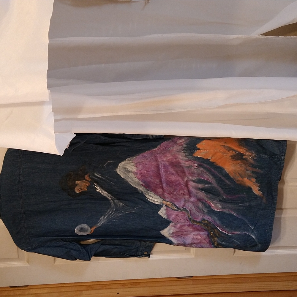 Moon Maiden painted denim coat